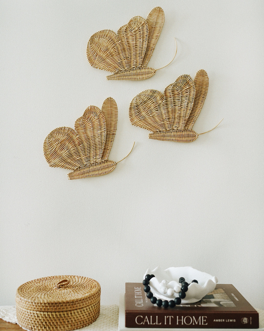 Butterflies Rattan Wall Hanging Set of 3 - 8 inches