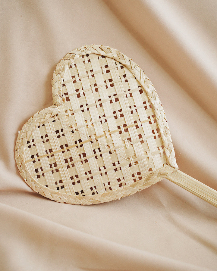 Heart Straw Hand Fan No.6 | Olive & Iris