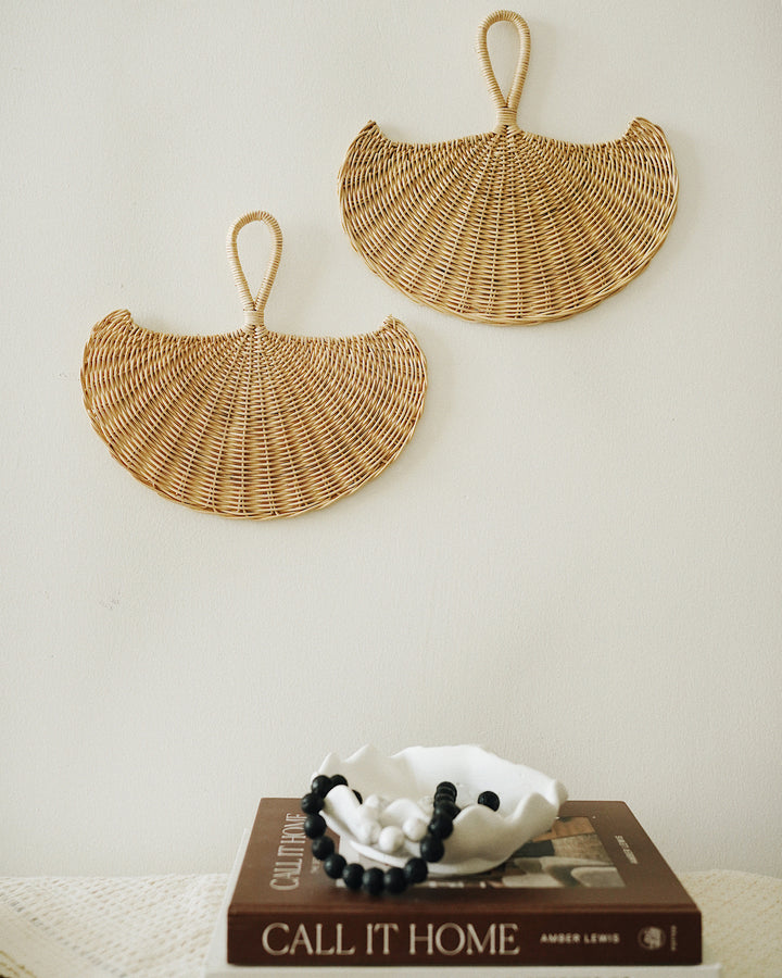 Rattan Hand Fan Wall Hanging Set of 2 by CallaForma