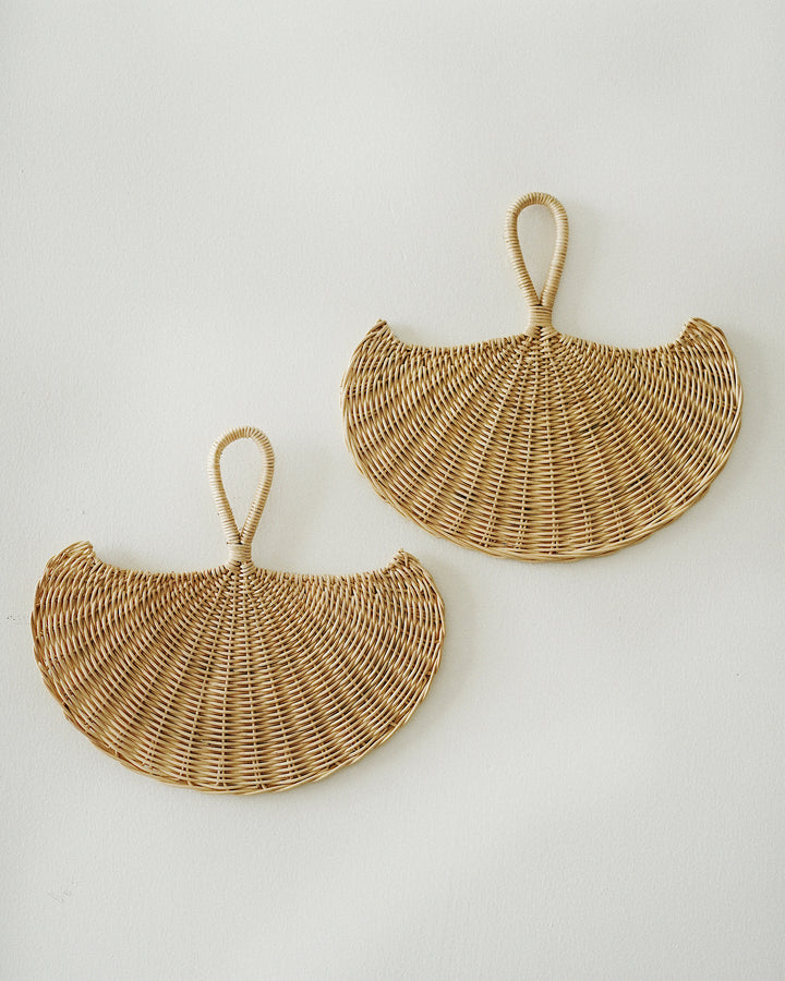 Rattan Hand Fan Wall Hanging Set of 2 by CallaForma