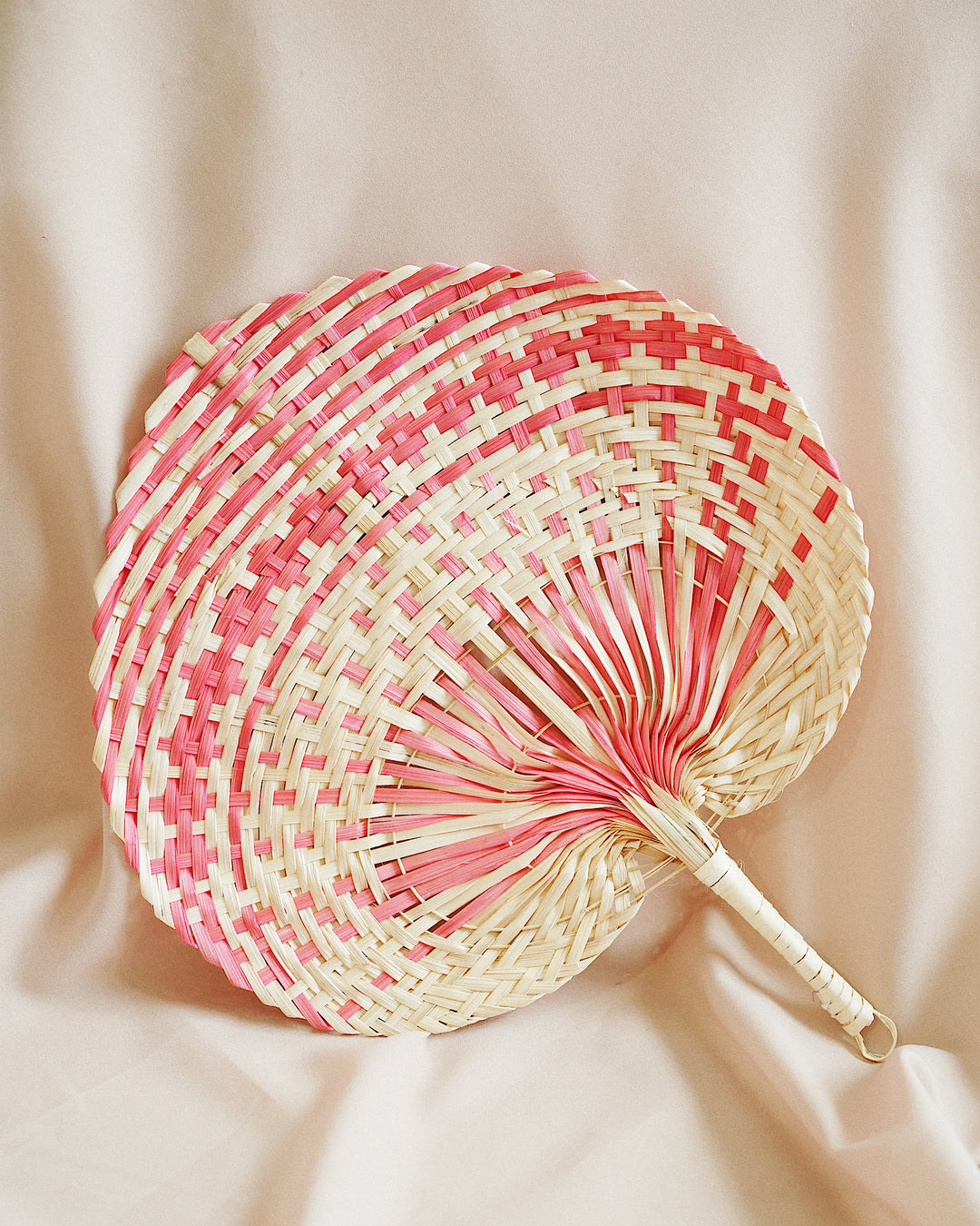 Titi Straw Hand Fan Pink