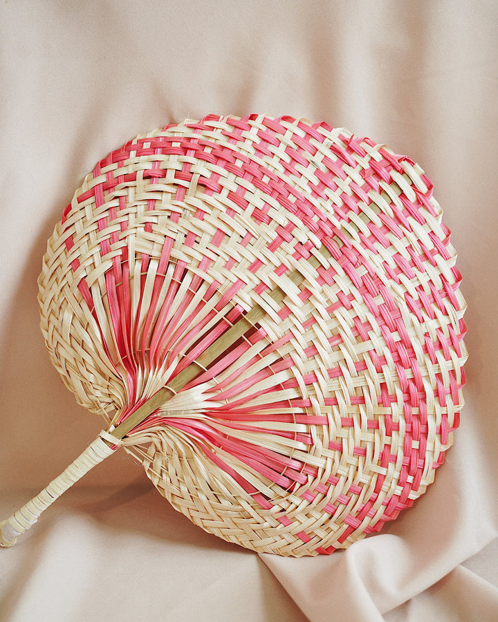 Titi Straw Hand Fan Pink